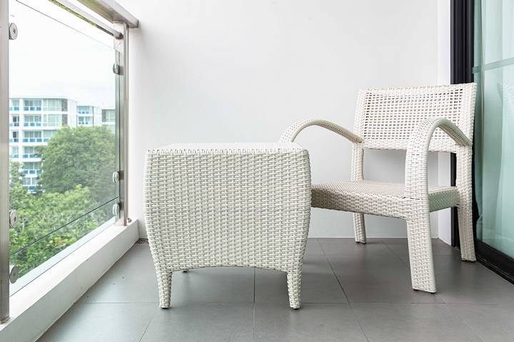 Use simple colours and textures for minimalist balcony ideas.
