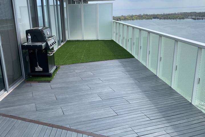Use flooring for your condo balcony party ideas.
